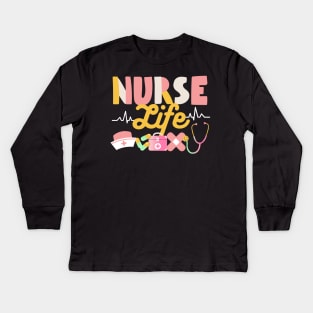 Nurse Life Heart Shape Nursing Week RN LPN CNA Healthcare Kids Long Sleeve T-Shirt